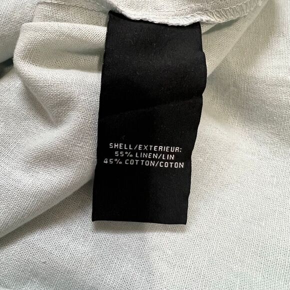 7 For All Mankind Women's Light Blue Linen Smocked Square Neck Midi Dress Large - Picture 11 of 13